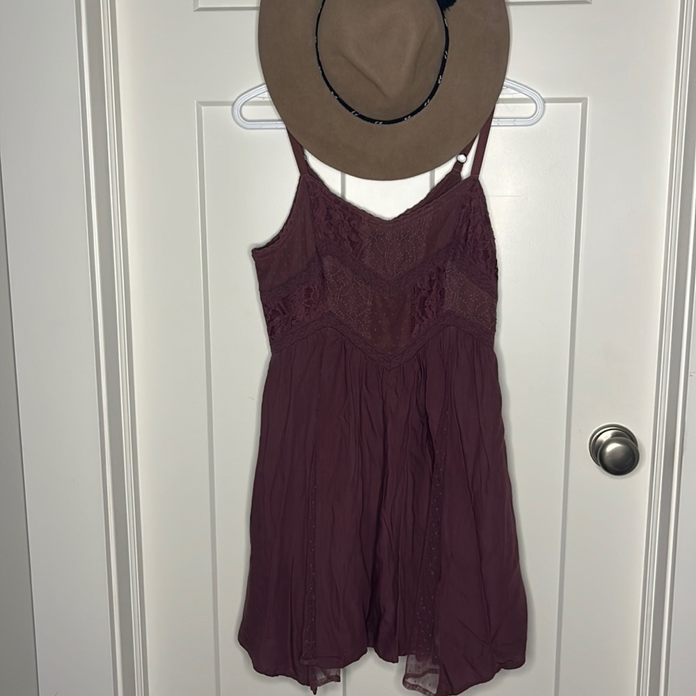 American Eagle maroon Color boho mini dress size 4